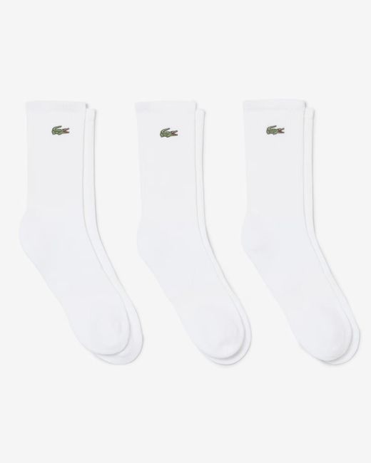 Lacoste White 3-Pack Long Ribbed Socks for men