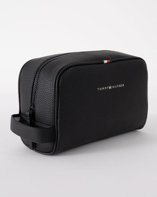 Tommy Hilfiger Black Essential Pu Washbag for men