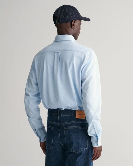 Gant Blue Regular Fit Jersey Piqué Shirt for men