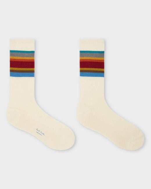 Paul Smith White Signature Stripe Sport Socks for men