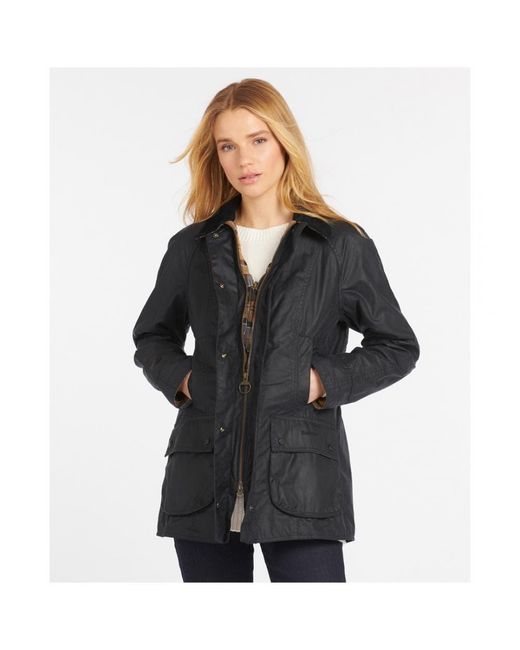 Barbour Leather Ladies Beadnell Wax Jacket in Navy (Blue) - Save 57% | Lyst