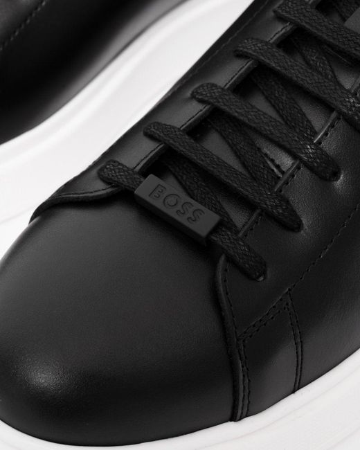 Boss Black Bulton Runn Polished Leather Trainers With Rubber Outsole Nos for men