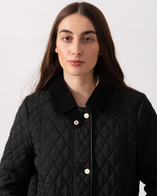 Joules Blue Rosewell Long Diamond Quilt Jacket