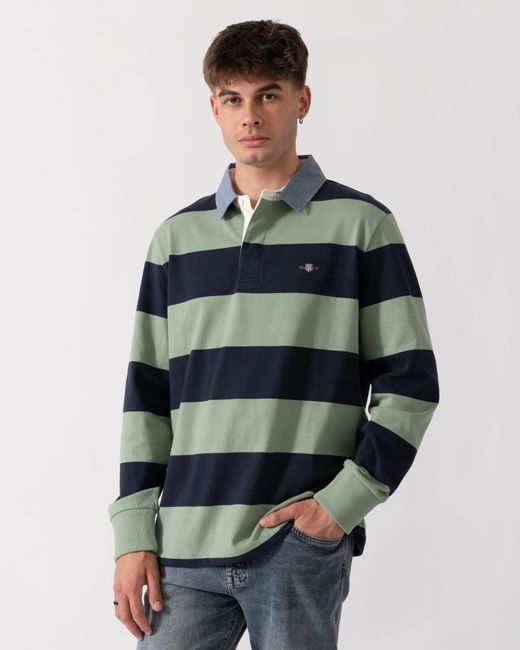 Gant Blue Regular Fit Chambray Stripe Heavy Rugger for men