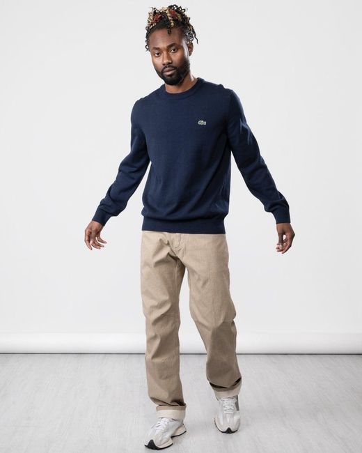 Lacoste Blue Organic Cotton Crew Neck Sweater Size: M for men