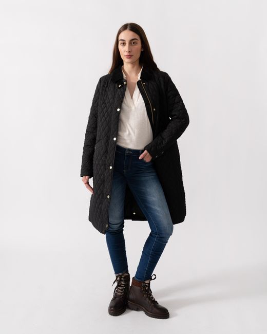 Joules Blue Rosewell Long Diamond Quilt Jacket
