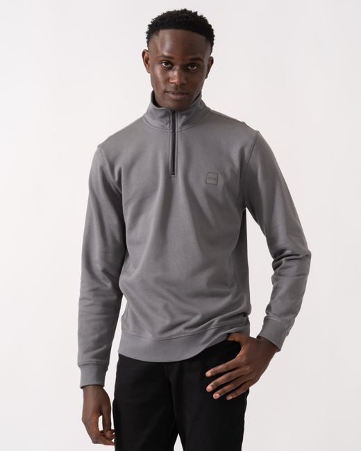 Boss Gray Zetrust 1/4 Zip Sweatshirt for men
