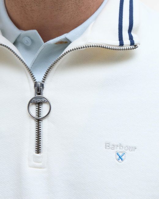 Barbour White Rosford Half Zip Sweatshirt for men