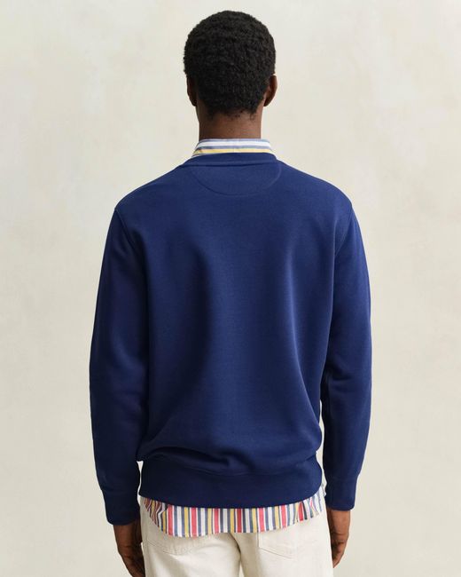 Gant Blue Regular Fit Shield Logo Crew Neck Sweatshirt for men
