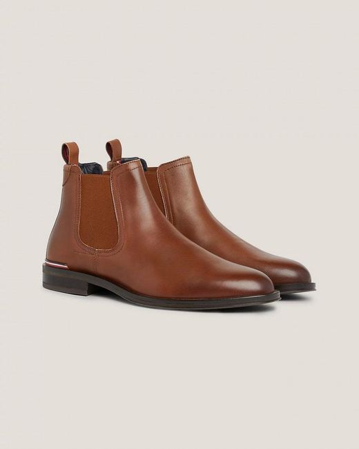 Tommy Hilfiger Brown Core Rwb Hilfiger Leather Chelsea Boots for men