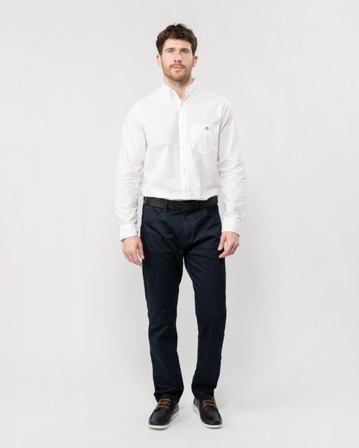 Gant White Regular Cotton Linen Shirt for men