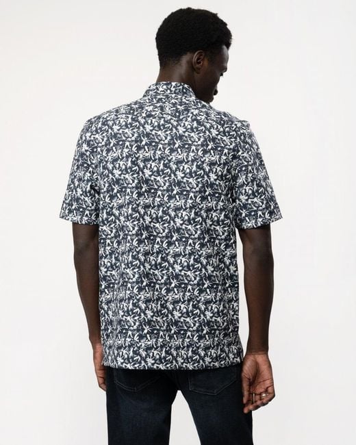 Ted Baker Blue Tavaro Short Sleeve Abstract Floral Print Shirt for men