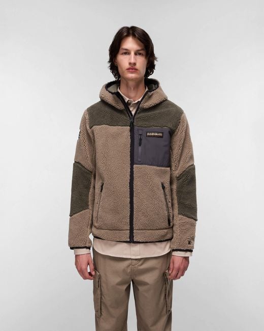 Napapijri Brown Yupik Zip Through Hoodie for men