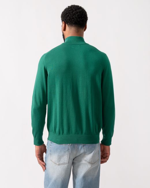Gant Green Classic Cotton Half Zip Jumper for men