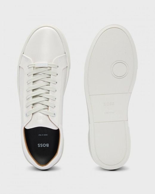 Boss White Boss Gary Tenn Leather Low-Top Trainers With Branded Lace Loop Colour: Open 112 for men