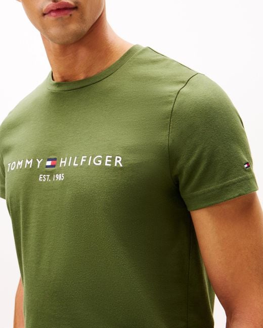 Tommy Hilfiger Green Tommy Logo Basic T-Shirt for men