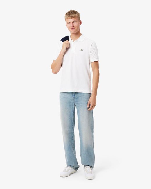 Lacoste White Classic Fit.12.12 Short Sleeve Polo Shirt for men