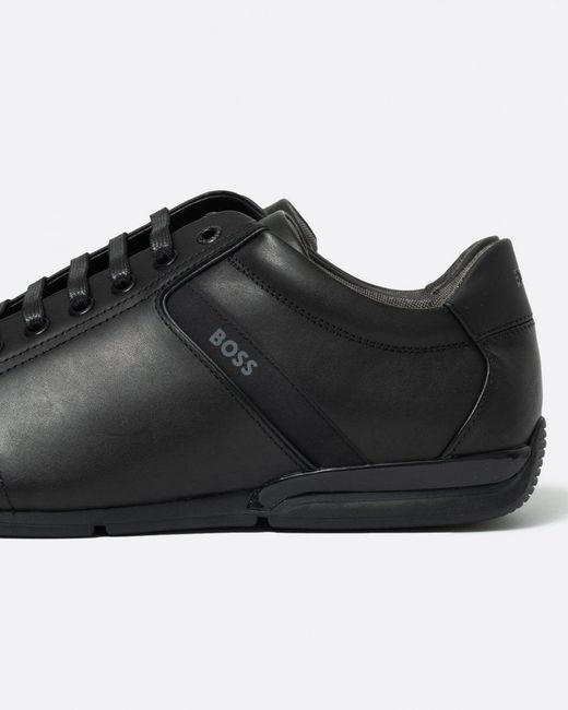 Boss Black Saturn Leather Lux Low Profile Trainers for men