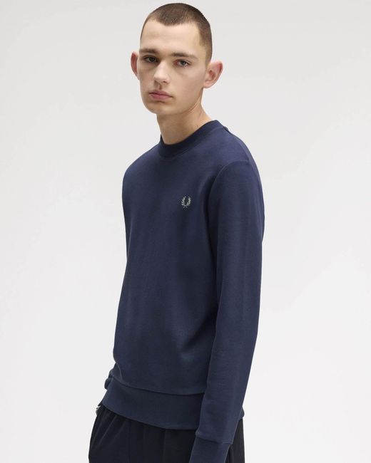Fred Perry Blue Crew Neck Sweatshirt for men