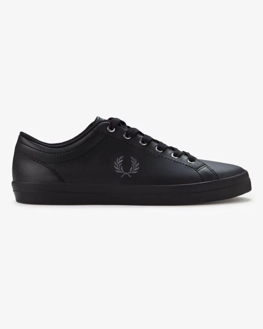 Fred Perry Black Baseline Leather Trainers for men