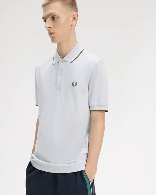Fred Perry White Twin Tipped Signature Polo Shirt for men