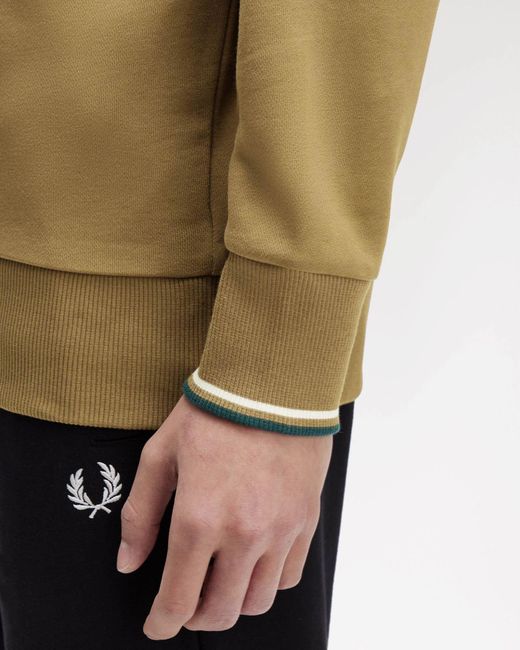 Fred Perry Brown Half Zip Sweatshirt for men