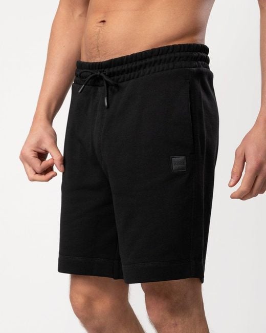 Boss Black Sewalk Cotton-Terry Shorts With Logo Badge for men