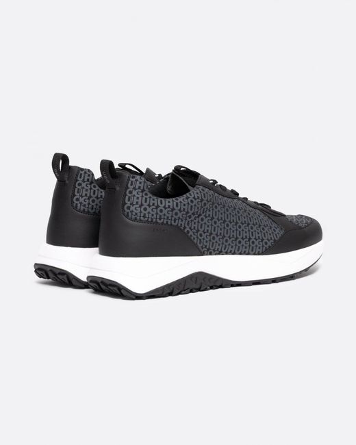HUGO Black Kane Runn Mixed-material Trainers With Repeat Logo Details for men
