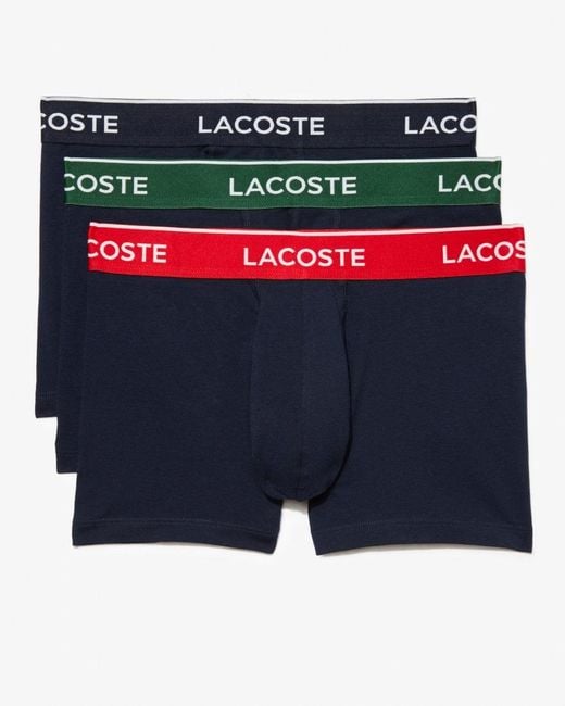 Lacoste Blue 3 Pack Contrast Casual Trunks for men