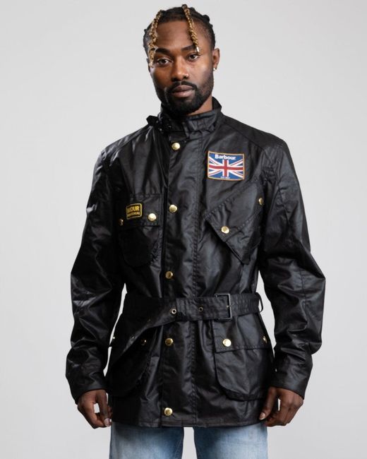 Barbour Black Union Jack International Wax Jacket for men