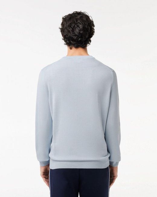 Lacoste Blue Organic Cotton Crew Neck Sweater for men