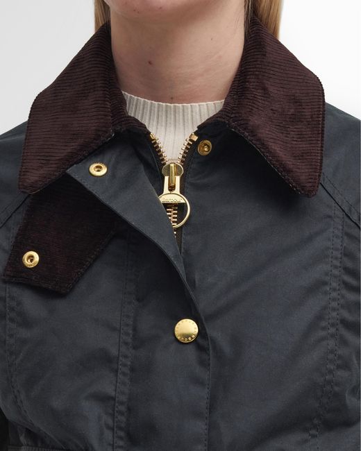 Barbour Gray Cropped Beadnell Wax Jacket