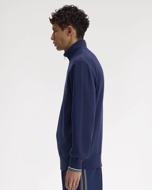 Fred Perry Blue Half Zip Sweatshirt for men