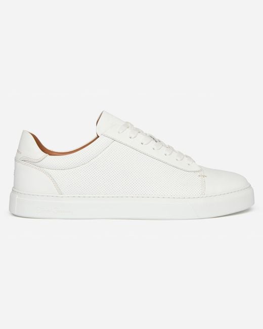 Oliver Sweeney White Almada Perforated Leather Trainers for men