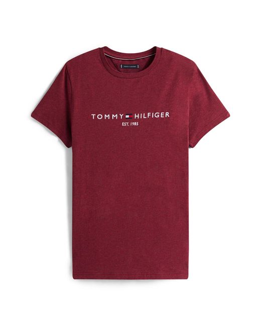Tommy Hilfiger Red Tommy Logo Basic T-Shirt for men