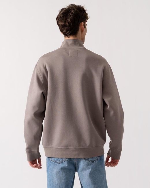 ARMANI EXCHANGE Brown Embroidered A|x Logo 1/4 Zip Sweatshirt for men