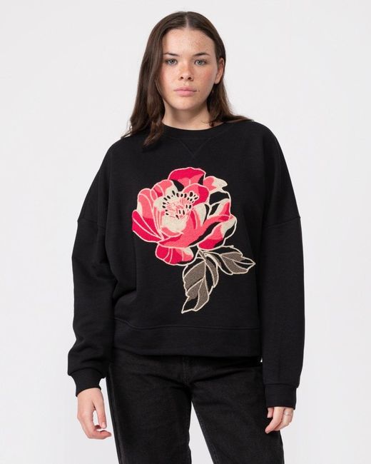 Ted Baker Black Adilinn Sweatshirt With Boucle Flower