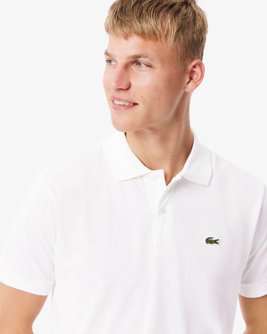 Lacoste White Classic Fit.12.12 Short Sleeve Polo Shirt for men