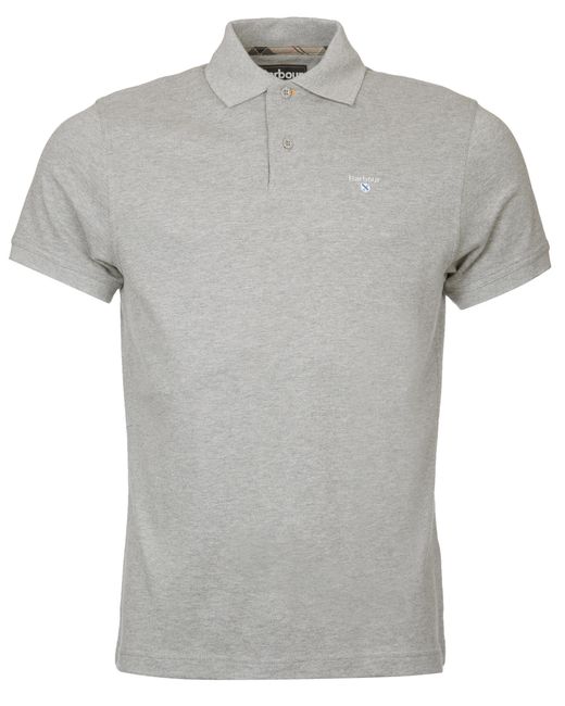 Barbour Gray Tartan Pique Polo for men