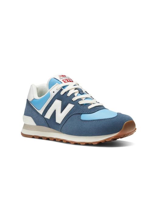 New Balance Leather 574 Retro Brights Trainers in Blue for Men | Lyst ...