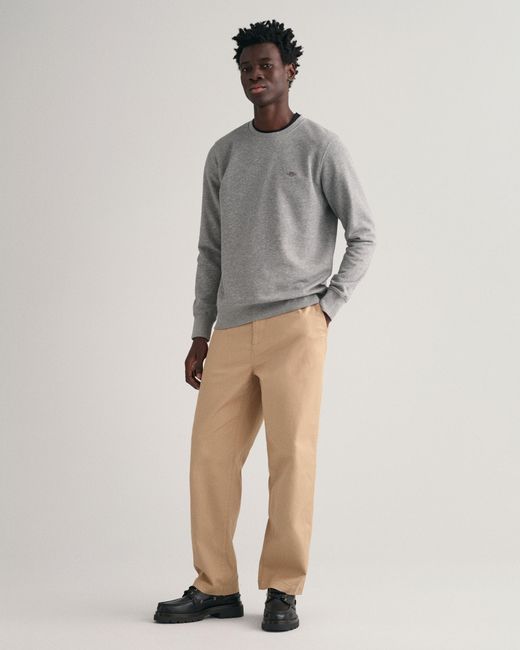 Gant Gray Melange Shield Crew Neck Sweatshirt for men