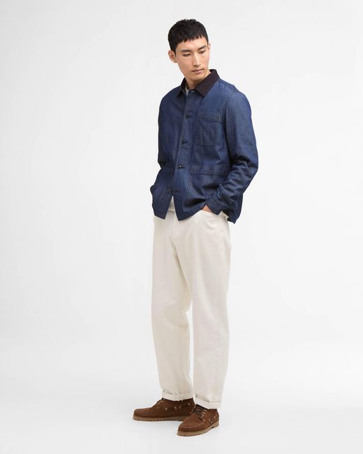 Barbour Blue Piligan Herringbone Denim Overshirt for men