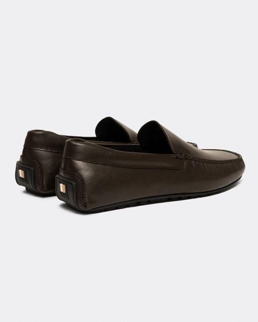 Boss Brown Noel Nappa Leather Moccasins With Driver Sole And Full Lining for men