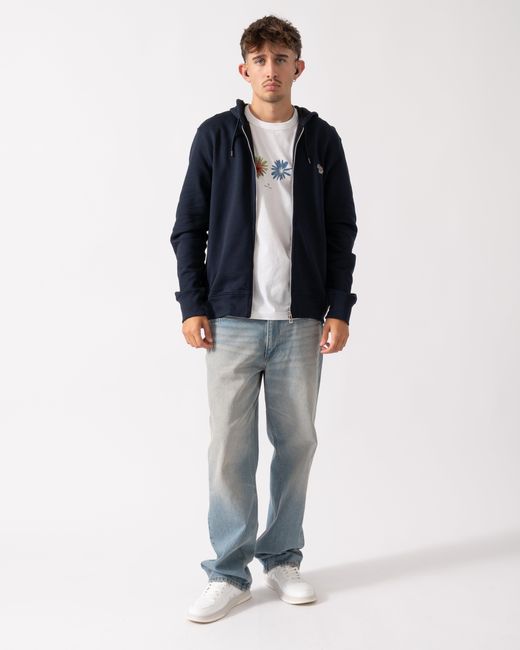 Paul Smith Blue Ps Reg Fit Zip Hoodie With Zebra Logo for men