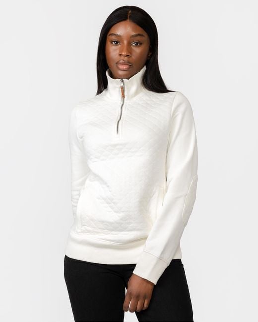 Joules White Anisa Quilted Half Zip Sweatshirt
