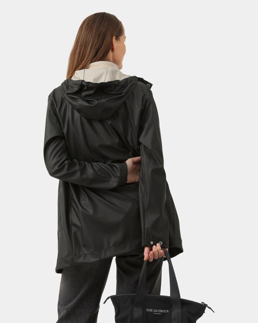 Ilse Jacobsen Gray Rain Short Rubberised Raincoat