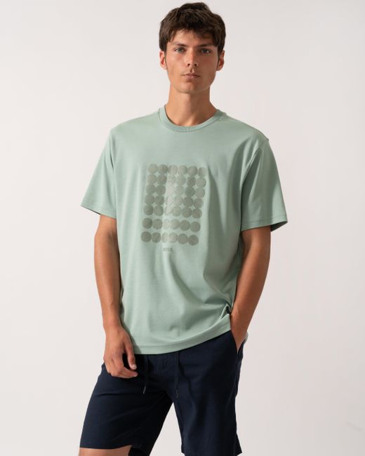 Boss Green Tee Interlock-Cotton T-Shirt With Circle Artwork for men