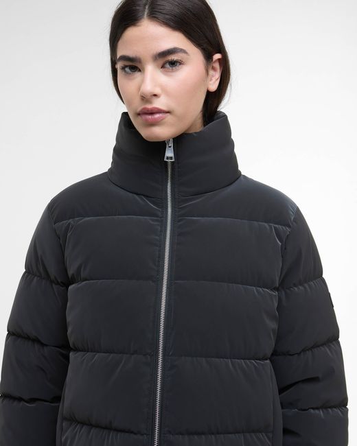 Barbour Black Hudson Faux Velvet Puffer Jacket