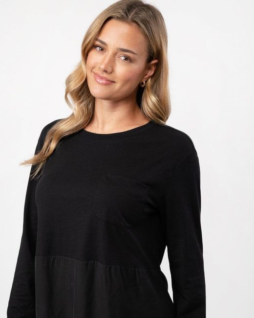 Woolrich Black Fluid Jersey Long Sleeve Tee