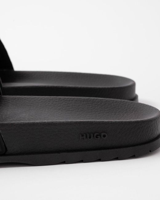 HUGO Black Match Slides With Logo Strap Nos for men